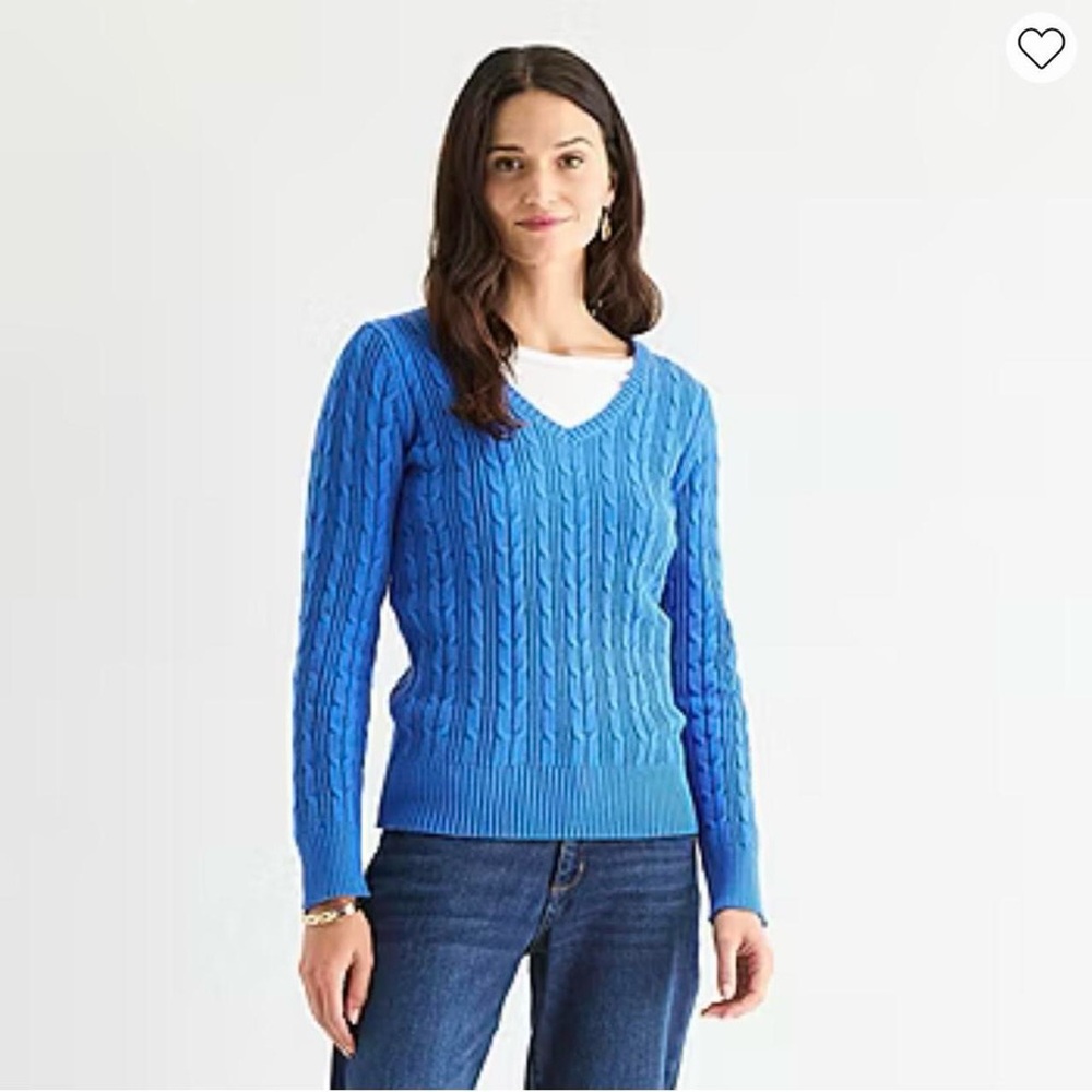 St. John's Bay V-Neck Blue Sweater